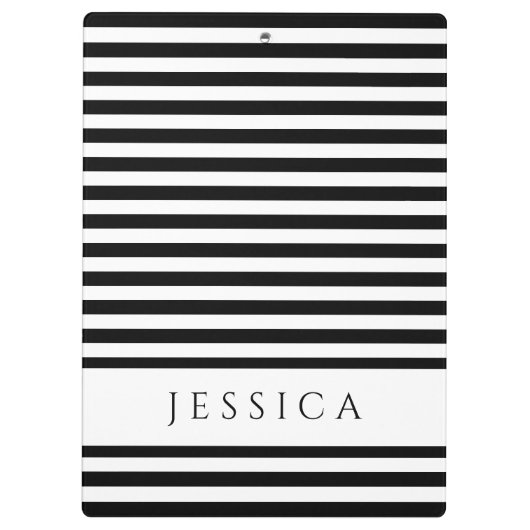 Naam zwart-wit Striped Pattern Klembord (Achterkant)