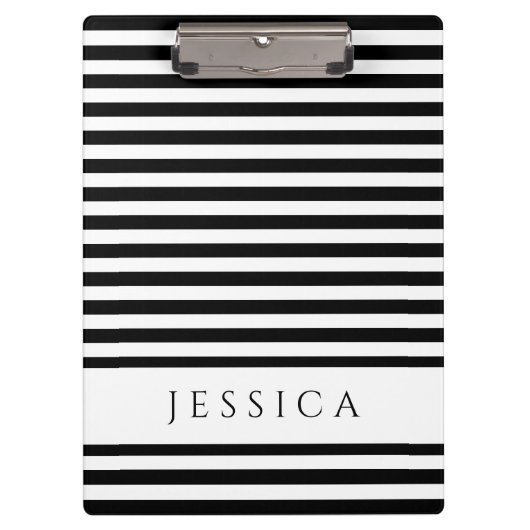 Naam zwart-wit Striped Pattern Klembord (Voorkant)