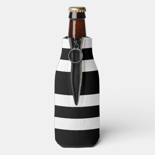 Naam zwart-wit Stripes Flesjeskoeler (Fles Achterkant)