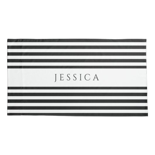 Naam zwart-wit tapepatroon kussensloop (Achterkant)