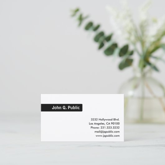 Naam zwarte achtergrond - effen wit Visitekaartje (Staand voorkant)