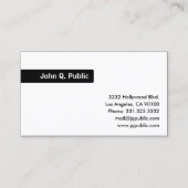 Naam zwarte achtergrond - effen wit Visitekaartje (Voorkant)