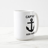 Naam zwarte ankerkapitein koffiemok (Voorkant rechts)