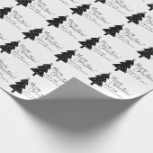 Naam zwarte en witte kerstboom cadeaupapier (Hoek)