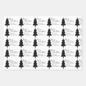 Naam zwarte en witte kerstboom inpakpapier vel (Voorkant 2)