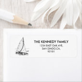 Naam Zwarte en Witte Zeilboot Etiket (Insitu)