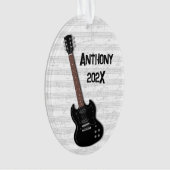 Naam zwarte gitaar Teen-boys Datum Ornament (voorkant)