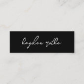 Naam zwarte miniatuur handtekenlettertype mini visitekaartje (Voorkant)