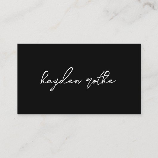Naam zwarte minimalistische professionele letterty visitekaartje (Voorkant)