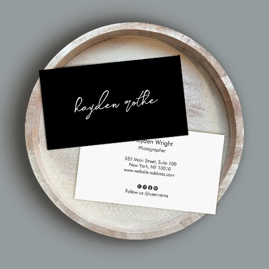 Naam zwarte minimalistische professionele letterty visitekaartje
