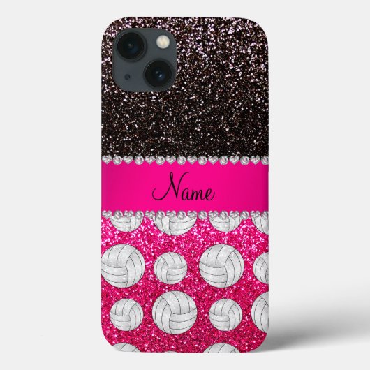 Naam zwarte neon roze glinster volleyballs Case-Mate iPhone case (Achterkant)