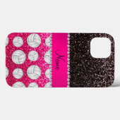 Naam zwarte neon roze glinster volleyballs Case-Mate iPhone case (Achterkant (horizontaal))