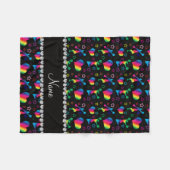 Naam zwarte regenbooghoofdster hartsterren fleece deken (Voorkant (Horizontaal))