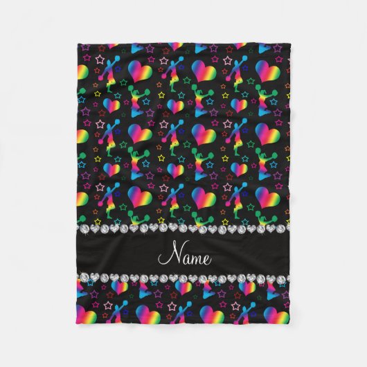 Naam zwarte regenbooghoofdster hartsterren fleece deken (Voorkant)