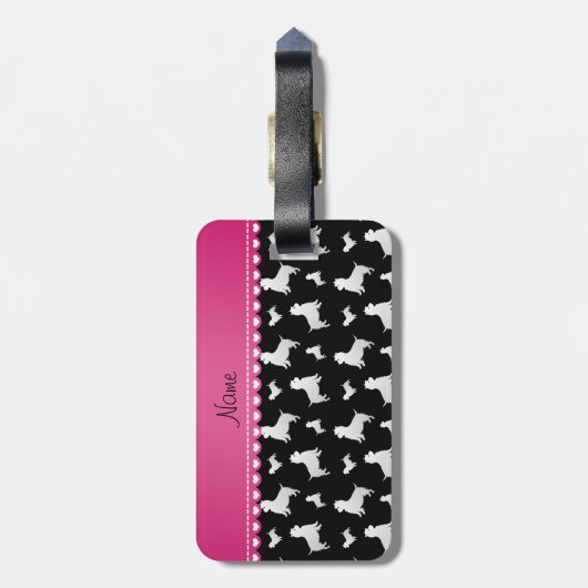 Naam zwarte West Highland White Terrier dogs Bagagelabel (Achterkant verticaal)