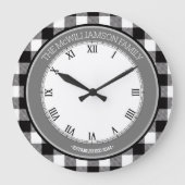 Naam zwarte/witte buffelcontrolefamilie grote klok (Voorkant)