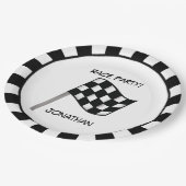 Naam zwarte witte gecontroleerde vlag papieren bordje (Gekanteld)