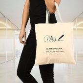 Naam zwarte witte zwarte tekenpen tote bag