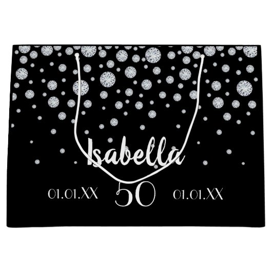 Naam zwarte zilverdiamant groot cadeauzakje (Voorkant)