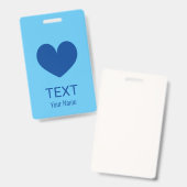 Naambadge met blauwe hartlogo badge (Voor- en achterkant)