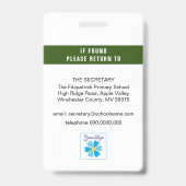 Naambadge met naam, functietitel en logo van leraa badge (Achterkant)