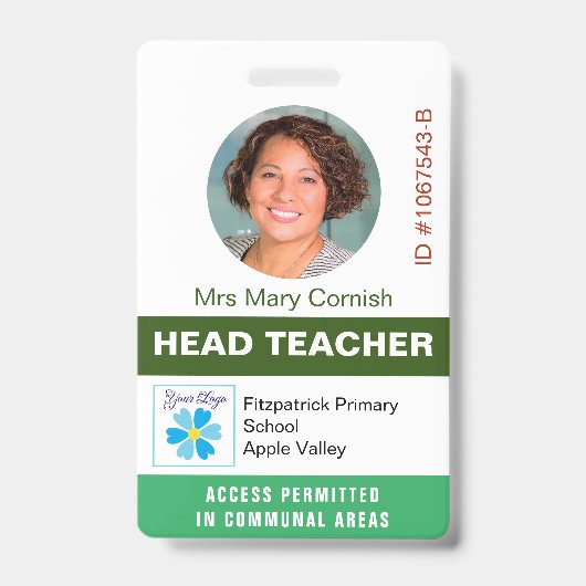 Naambadge met naam, functietitel en logo van leraa badge (Voorzijde)