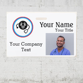 Naambadge met veearts koe, tekst PHOTO ID Badge