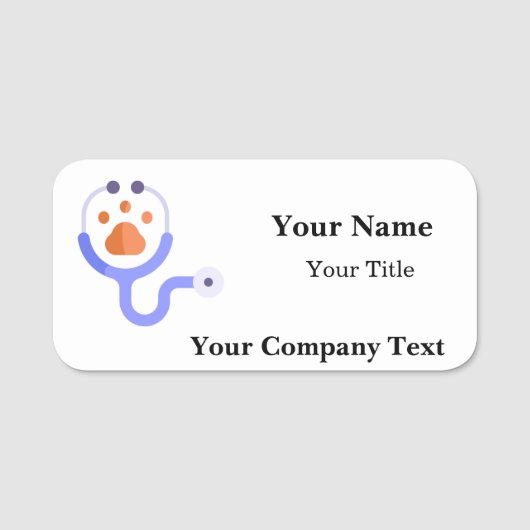 Naambadge met Veterinair Logo Aangepaste Tekst Naamplaatje (Voorkant)