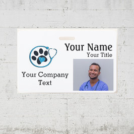 Naambadge met Veterinair Logo Tekst PAS FOTO ID b Badge