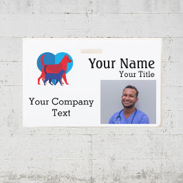 Naambadge met Veterinair Logo Tekst PASFOTO Badge