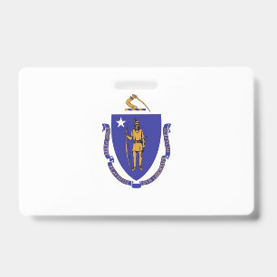 Naambadge met vlag van de staat Massachusetts, VS Badge