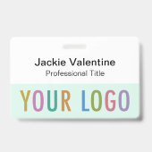 Naambadge van hard plastic met clip, koord of hasp badge (Voorzijde)