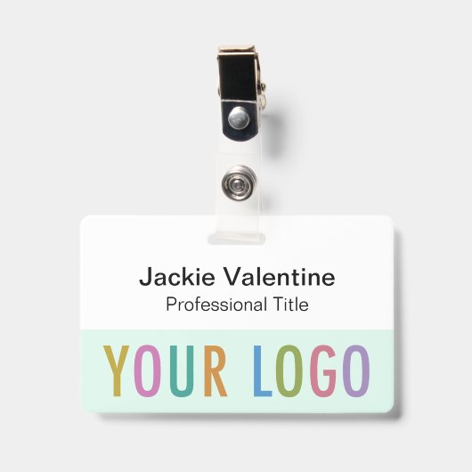 Naambadge van hard plastic met clip, koord of hasp badge (Voorzijde met clip)