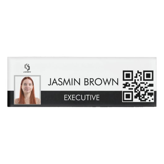 Naambadgekaart & aangepaste QR-code naamlabel Naambadge (Voorkant)