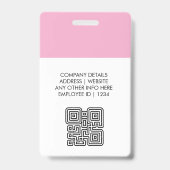 Naambadgekaart & aangepaste QR-code werknemer Badge (Achterkant)