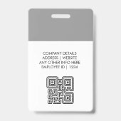 Naambadgekaart & aangepaste QR-code werknemer Badge (Achterkant)