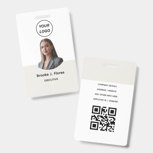 Naambadgekaart | Pasje met aangepaste QR-code voor Badge (Voor- en achterkant)
