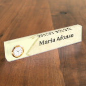 Naambord Beige Gouden Streep (Zijkant)
