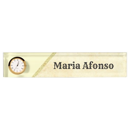 Naambord Beige Gouden Streep (Voorkant)