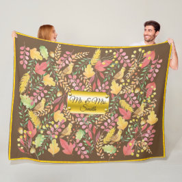 Naambord Herfst Aquarel Gepersonaliseerd Fleece Deken