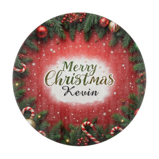 Naambord Kerstkaart Snijplank Cadeau (Voorkant)