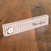 Naambord Roze Roos Glitters (Zijkant)