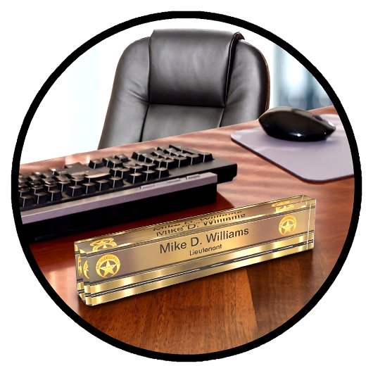 Naambord voor bureau van politiefunctionaris