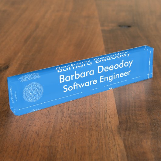Naambordje Blauwe Bureaublad Software Engineer (Zijkant)