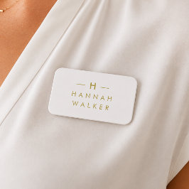 Naambordje | Elegante grijze gouden magnetische pe Naamplaatje