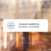 Naambordje Kantoor Deur Zakelijk Logo Modern Wit Raamsticker (Vel 2)