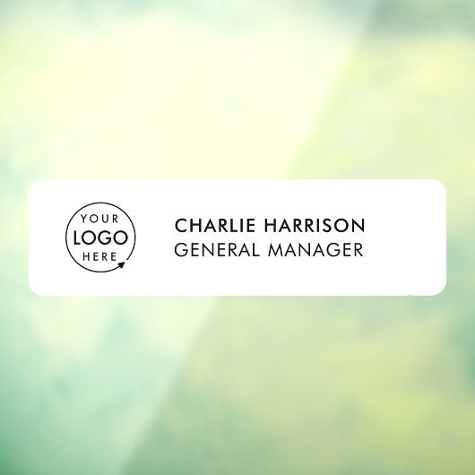 Naambordje Kantoor Deur Zakelijk Logo Modern Wit Raamsticker (Vel 3)