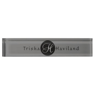 Naambordje voor bureau met monogram - HAMbyWG