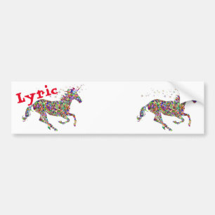 Naambordjes Lyric en blanco meerkleurige eenhoorn Bumpersticker