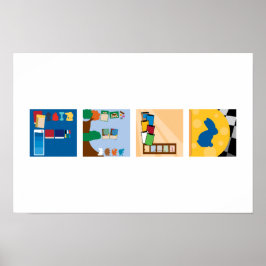 Naambordspel Alfabet Poster met 4 letters
